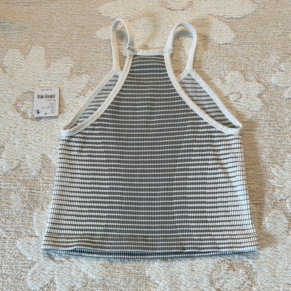 NWT Free People Movement Gray & White Stripe Cropped Tank Top size M/L - Picture 8 of 10